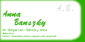 anna banszky business card