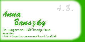 anna banszky business card